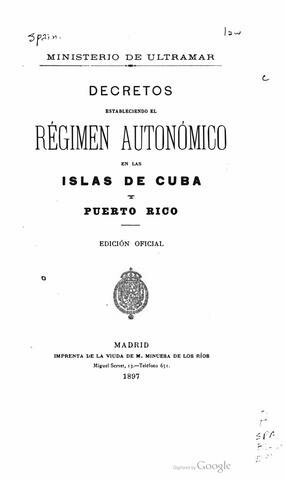 Proyecto de Maura para la autonomía cubana.