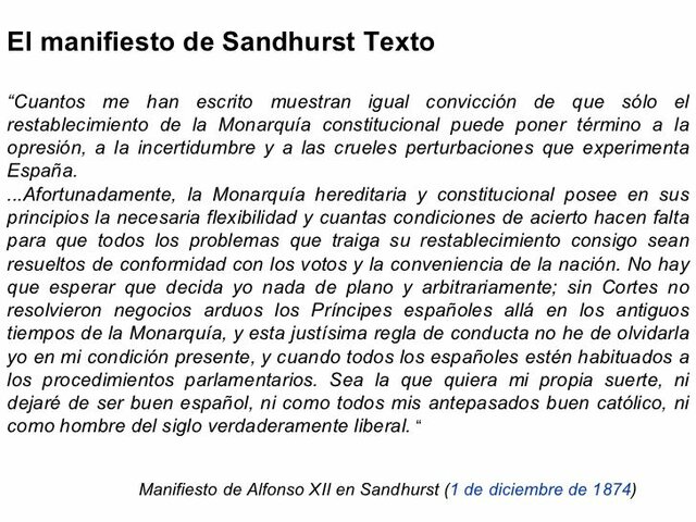 Manifiesto de Sandhurst. (1 diciembre)