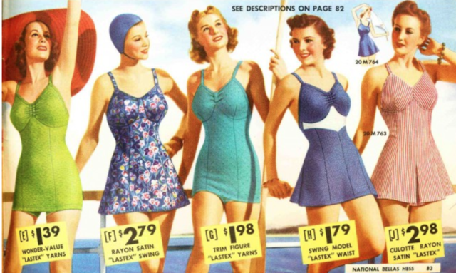 40's Vestido Traje de Baño