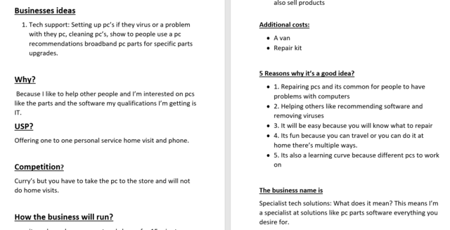 Presenting an business idea