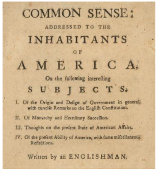 "common sense" published by Thomas Paine