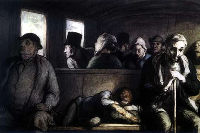 "El vagón de tercera clase Pintura" de Honoré Daumier
