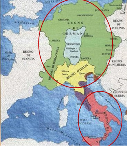 Eredita la Corona del Sacro Romano impero e del Regno Normanno.