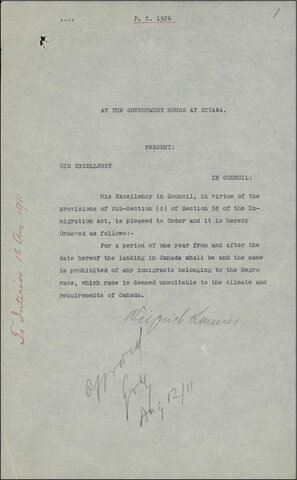 Décret d’interdiction de l’immigration noire sous Laurier