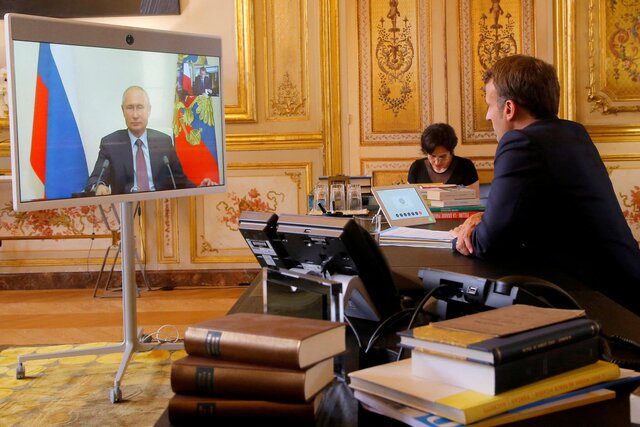 President Emmanuel Macron of France holds a phone call with President Vladimir V. Putin of Russia.