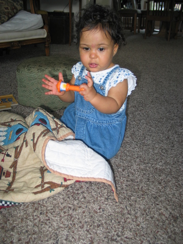 The girl loves a tag