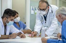 Medical students learning