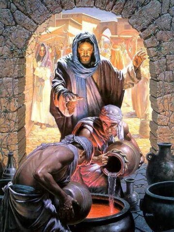 Jesus Performs his First Miracle by Turning Water
