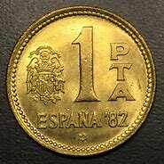 La peseta moneda única de España