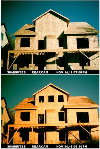 Rear view (before/after)  3 upper windows added