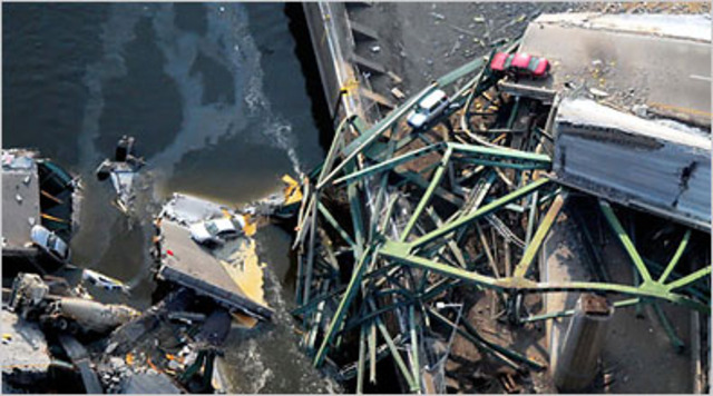 Bridge collapse and spill