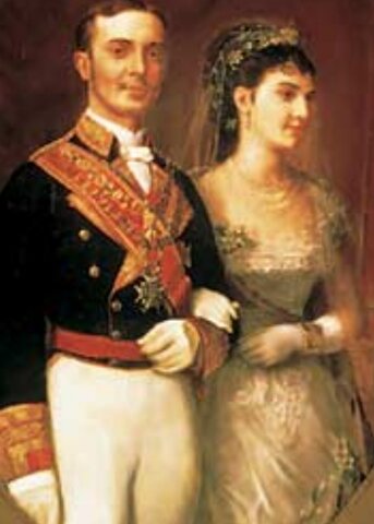 Alfonso XII se casa con María de las Mercedes de Orleans, que fallece meses más tarde. (enero)