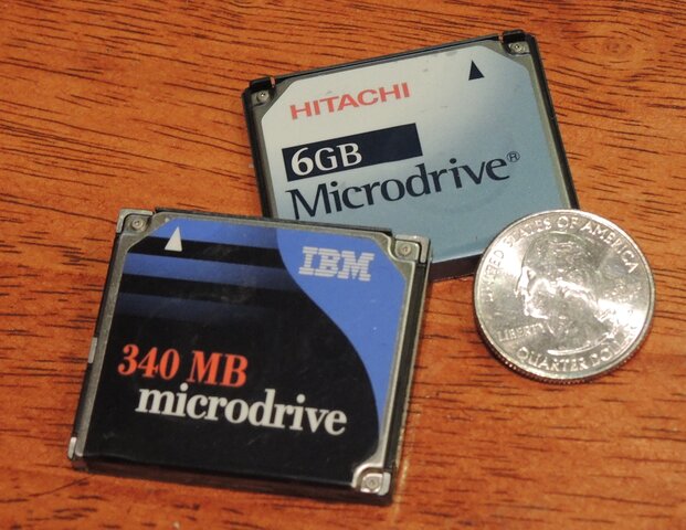 IBM the Microdrive in 170 MB and 340 MB capacities