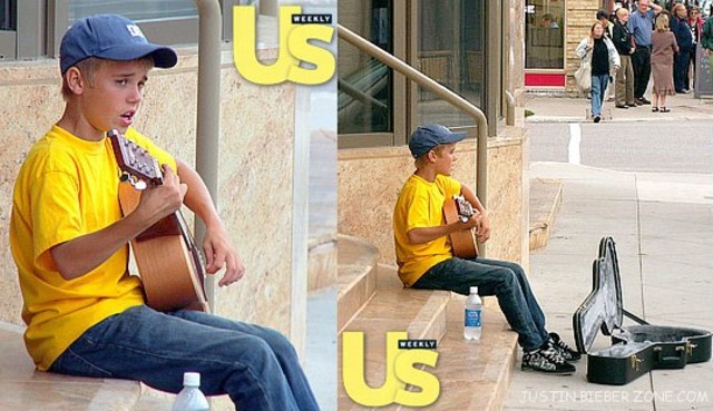 Justin started singing and playing intruments.