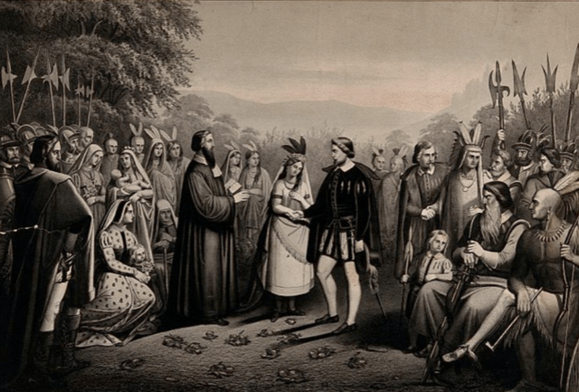 The marriage of Pocahontas and John Rolfe