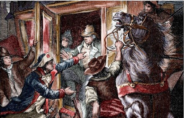 King flees to Austria, is caught at Varennes