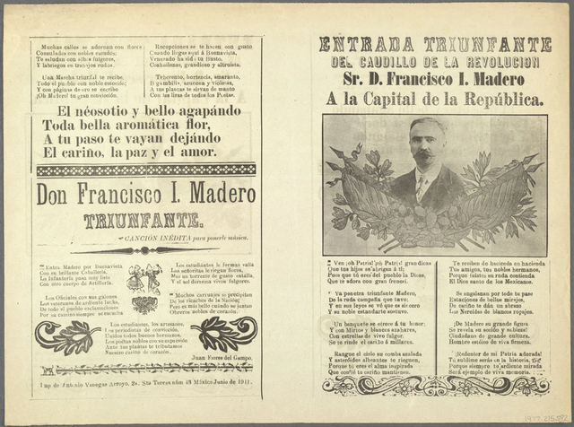 The dictator Porfirio Díaz is overthrown. Francisco I. Madero assumes the presidency of Mexico.