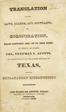 Austin Furthers Colonization Attempts