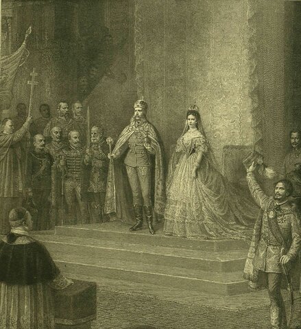 Franc Jožef in Sisi sta kronana za Madžarski kraljevi par