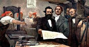 Marx y Engels en la redacción de la nueva gaceta renana