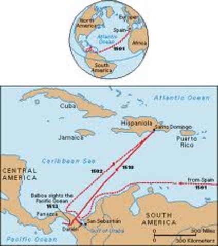 Vasco Nunez de Balboa sees Pacific Ocean