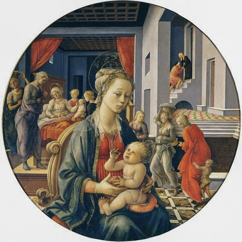 Vierge et l'Enfant avec des scènes de la vie de Sainte-Anne par Fra Filippo Lippi