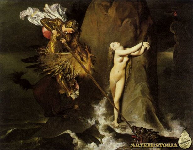 Ruggiero liberando a Angelica - Ingres (FRA) . Louvre