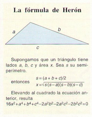 Área de los triángulos sin conocer la altura (60 dC)