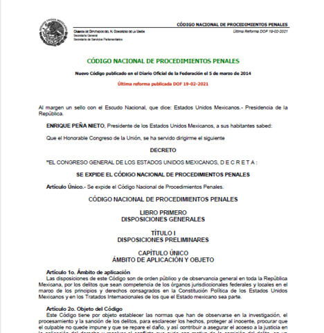 Código Nacional  de Procedimientos Penales