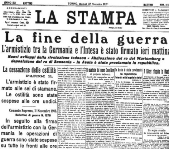 L'Italia firma l'armistizio con l'Austria-Ungheria e proclama la vittoria