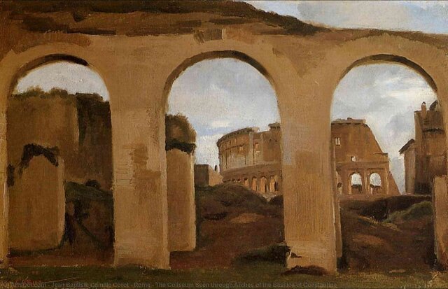 El coliseo a través de las arcadas de la basílica de Constantino - Corot (FRA)
