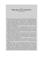 Philosophy and Our Mental Life