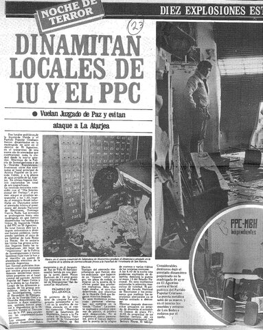 Atentado terrorista al local central de Acción Popular, en Lima.