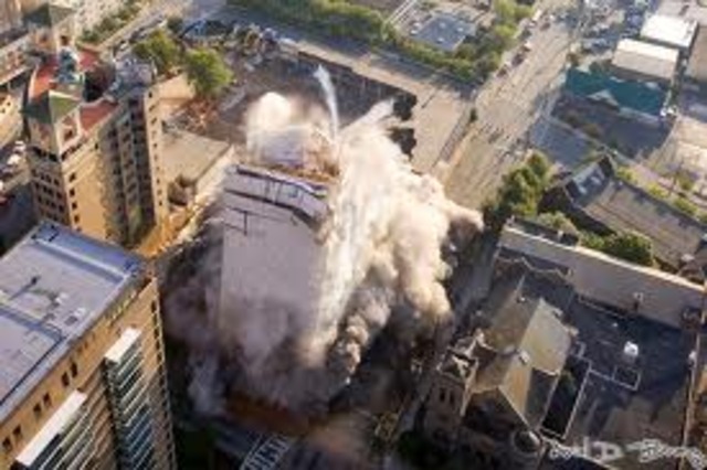 "Ball Park Blast 1", implosion of the first building- former SDGE building