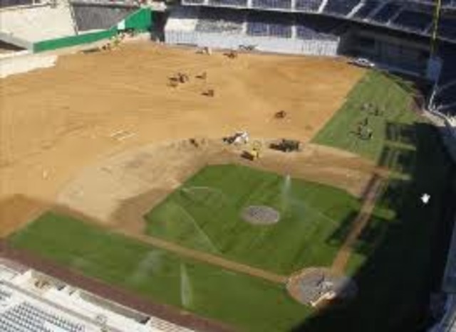 Installation of Bermuda sod on the playing field