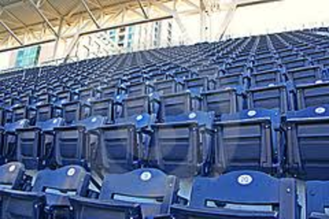 Installation of first "Pacific Blue" seats