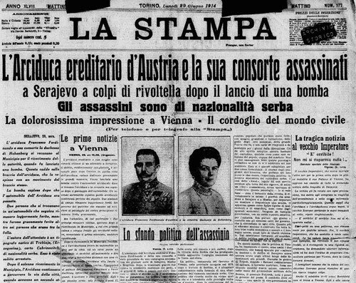 Inizio Guerra con l'Attentato di Sarajevo