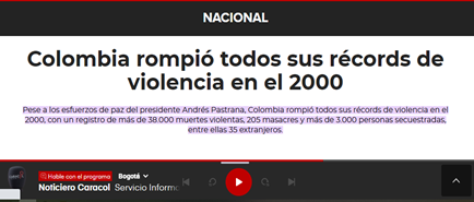 COLOMBIA ROMPIÓ TODOS SUS RÉCORDS DE VIOLENCIA EN EL 2000