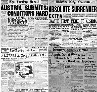 L'Italia firma l'armistizio con l'Austria-Ungheria