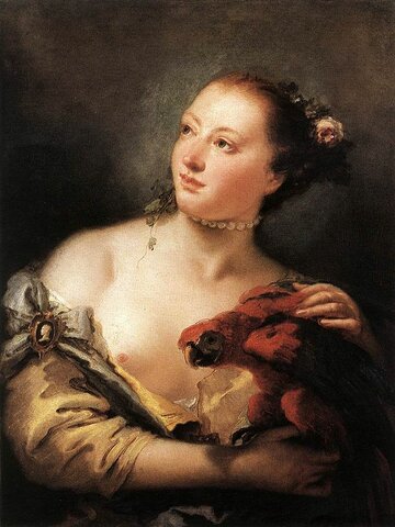 Jeune femme au perroquet par Giambattista Tiepolo