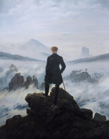 Voyageur contemplant une mer de nuages par Caspar David Friedrich