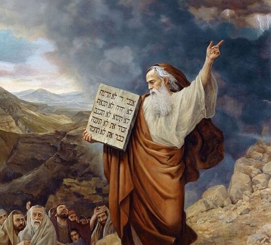 Dios le entrega los 10 mandamientos a Moisés