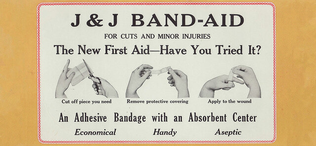 BAND-AID® Brand adhesive bandages officially went on the market in 1921, and for the first few years, they were made by hand and packaged exactly as Dickson had invented them—a roll you had to trim with scissors.