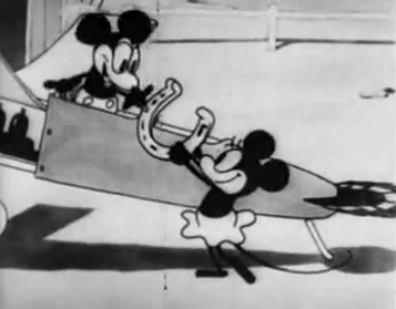 The first appearance of Mickey and Minnie Mouse