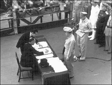 Japan surrenders to the United States