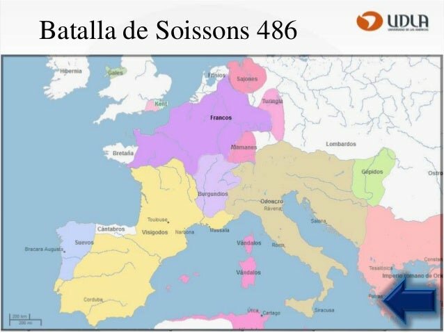 Clodoveo, Primer rey franco vence al  reino de Soissons