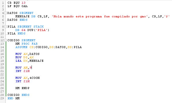Turbo Assembler (Lenguaje Ensamblador)