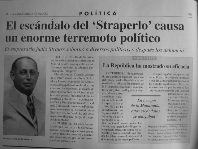 Escándalo de Estraperlo y dimisión de Lerroux