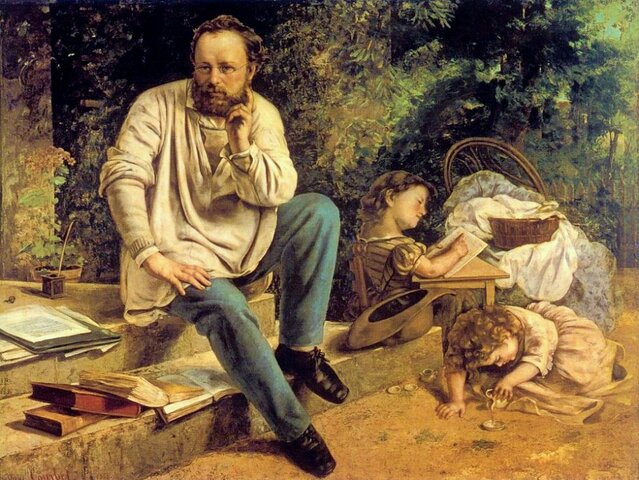 Proudhon y sus hijas pintada por Gustave Courbet