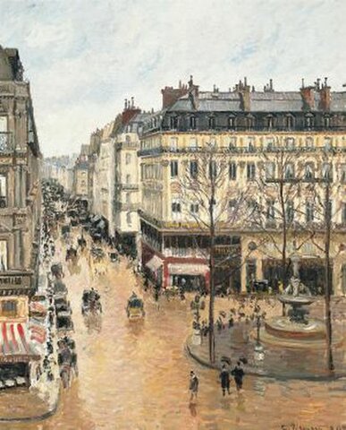 Rue Saint Honoré pintada por Camille Pissarro
